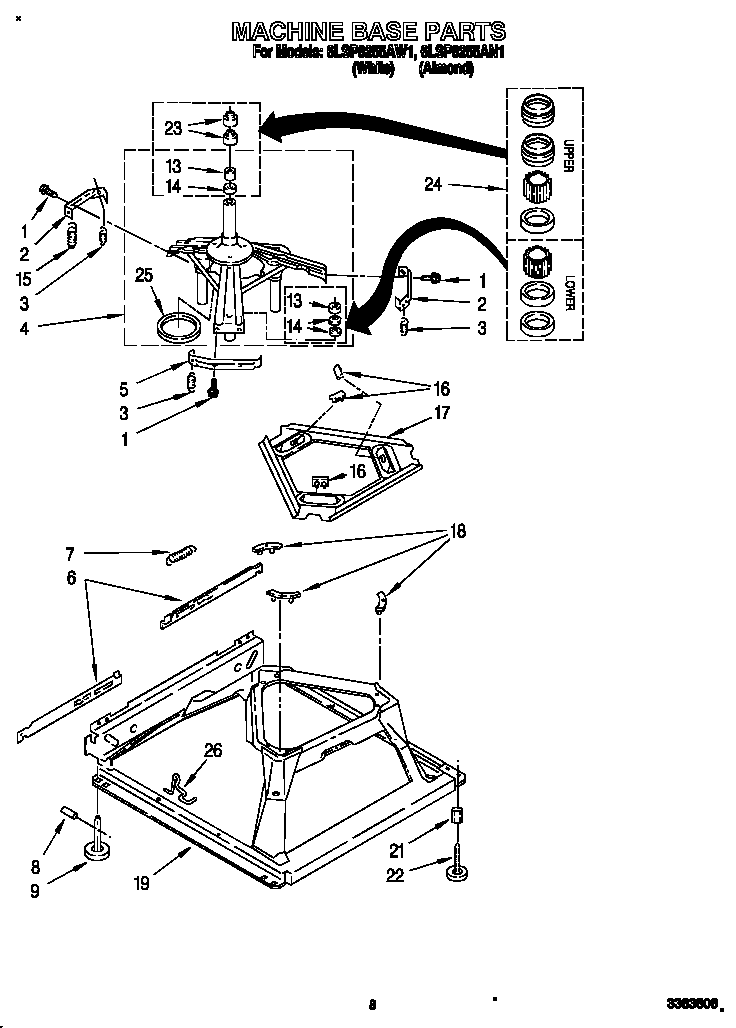 Whirlpool 6LSP8255AN1 machine base diagram