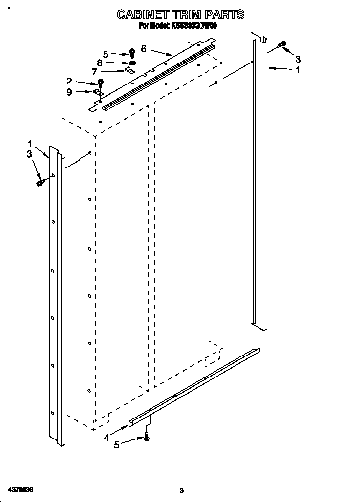 KitchenAid KSSS36QDW00 cabinet trim diagram