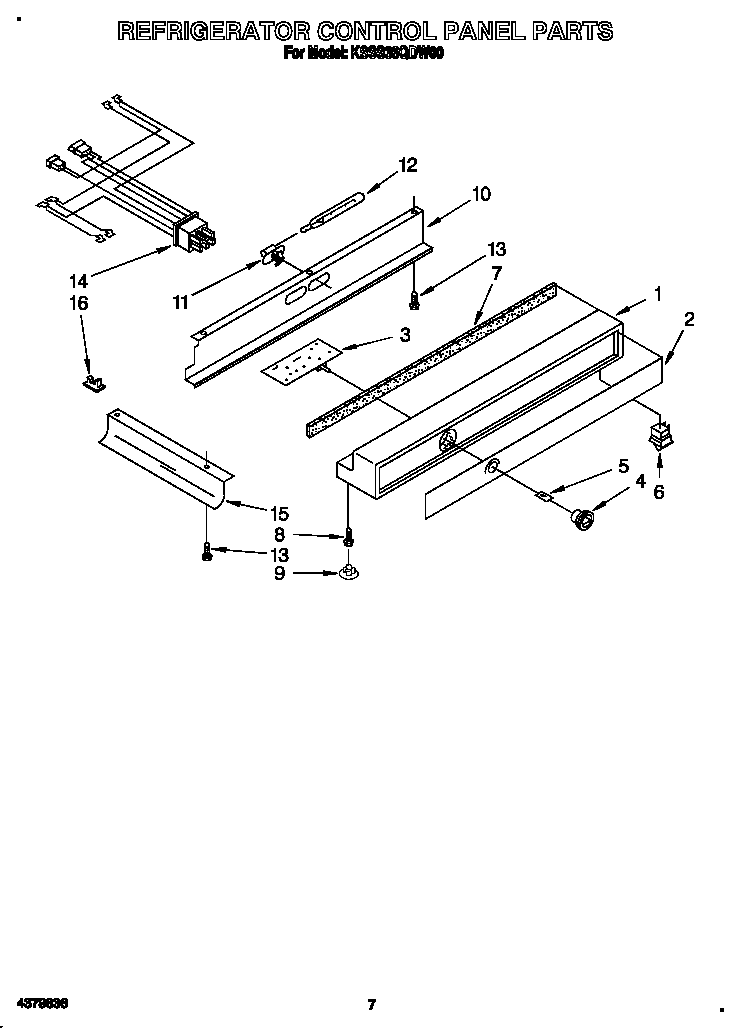 KitchenAid KSSS36QDW00 refrigerator control panel diagram