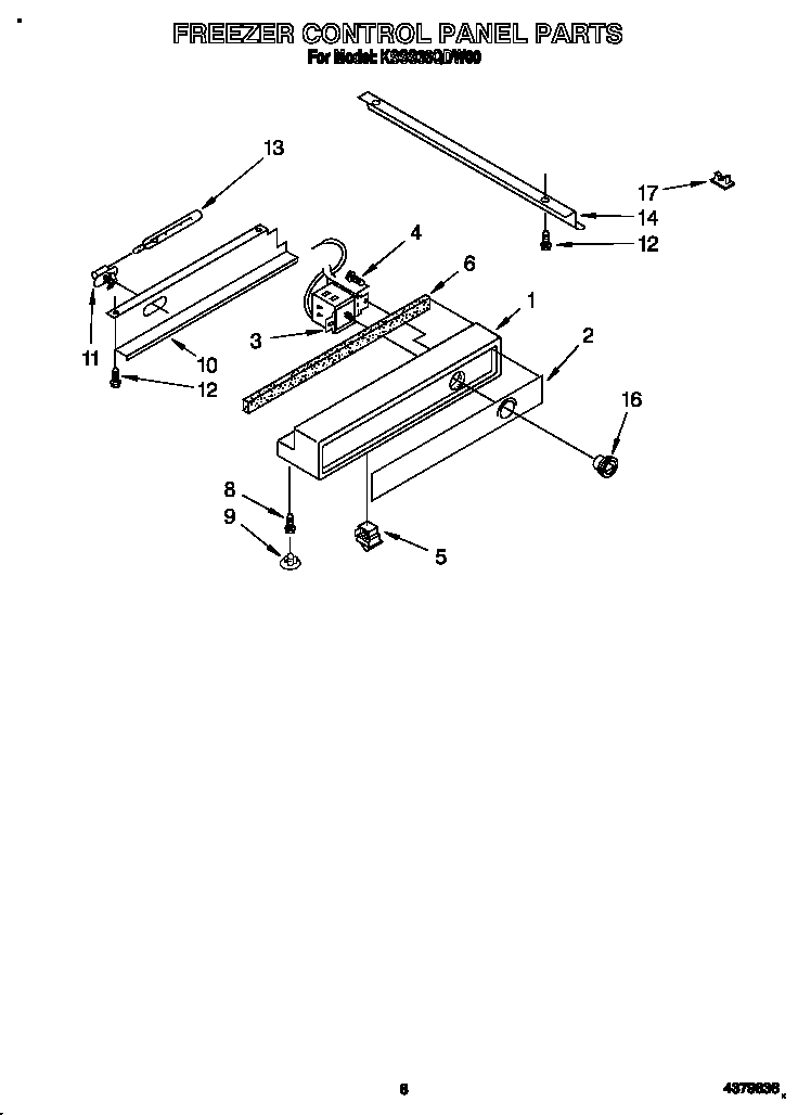 KitchenAid KSSS36QDW00 freezer control panel diagram