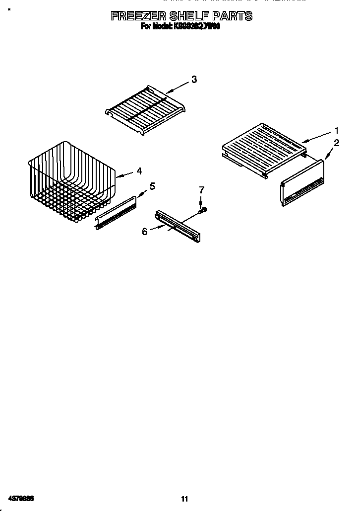KitchenAid KSSS36QDW00 freezer shelf diagram