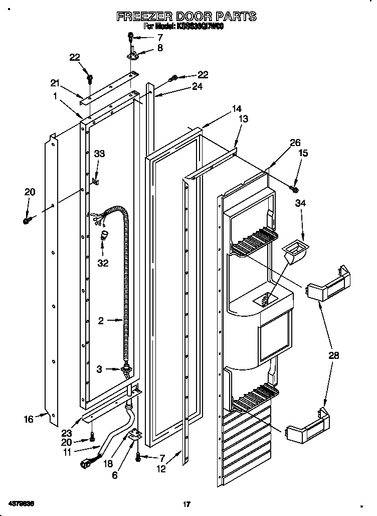 KitchenAid KSSS36QDW00 freezer door diagram