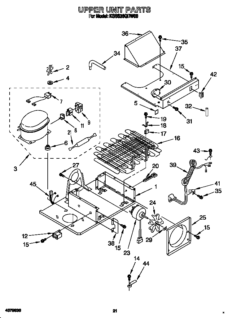 KitchenAid KSSS36QDW00 upper unit diagram