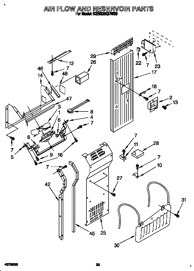 KitchenAid KSSS36QDW00 air flow and reservoir diagram