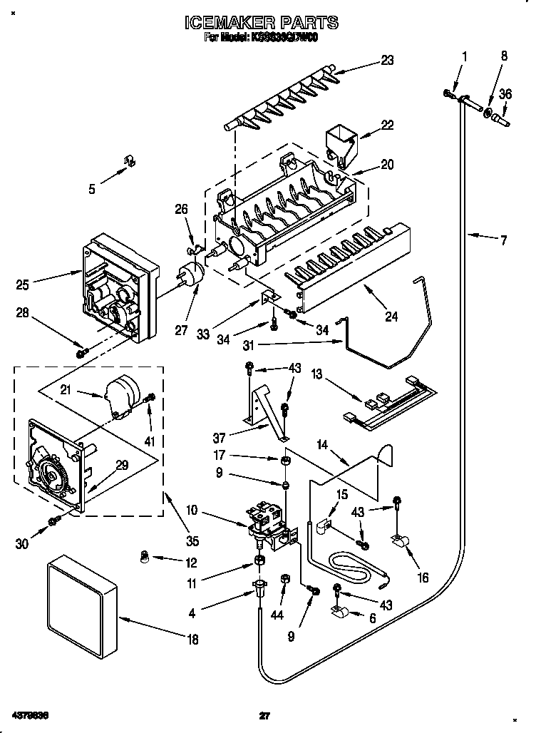 KitchenAid KSSS36QDW00 icemaker diagram