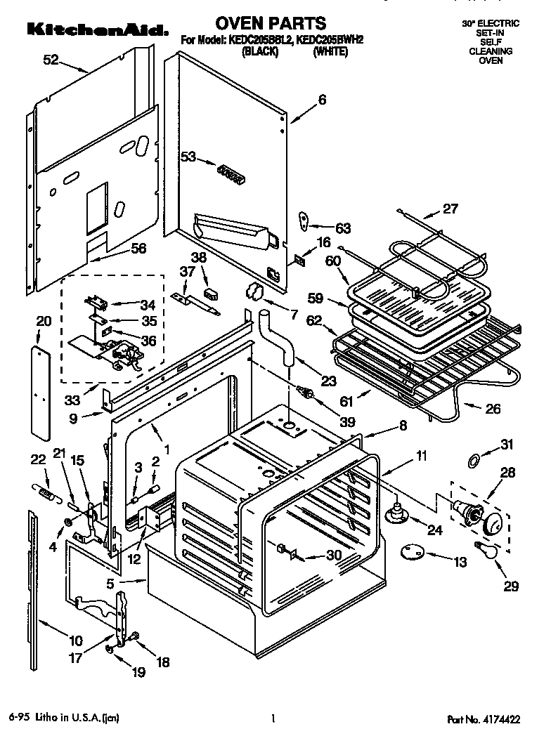KitchenAid KEDC205BBL2 oven diagram