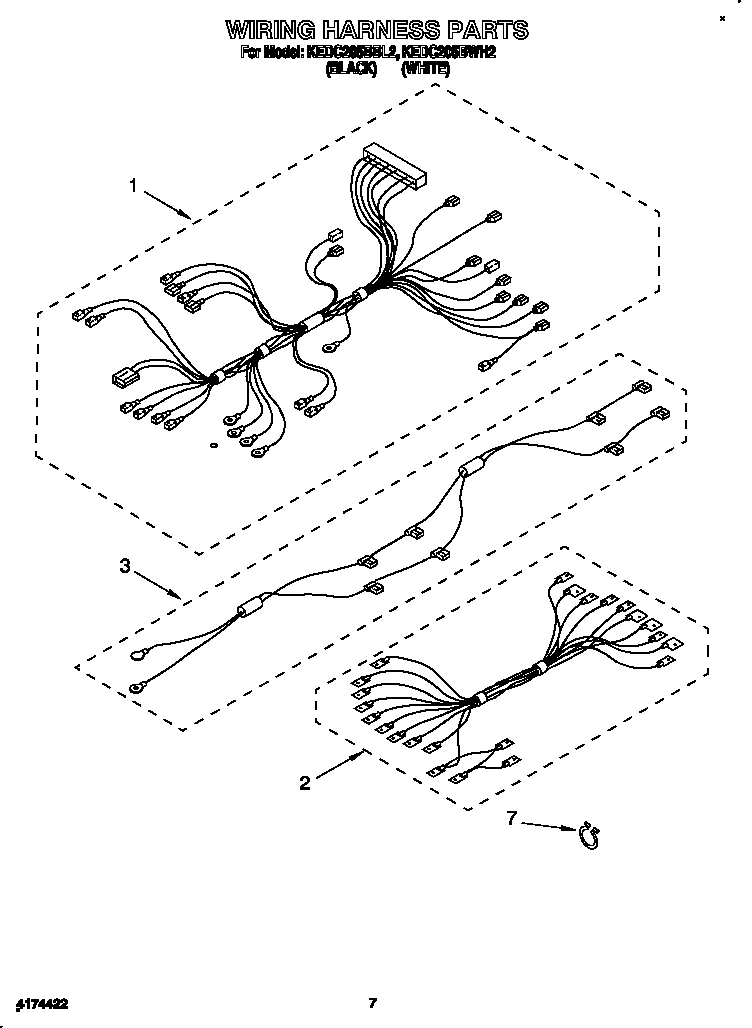 KitchenAid KEDC205BBL2 wiring harness diagram