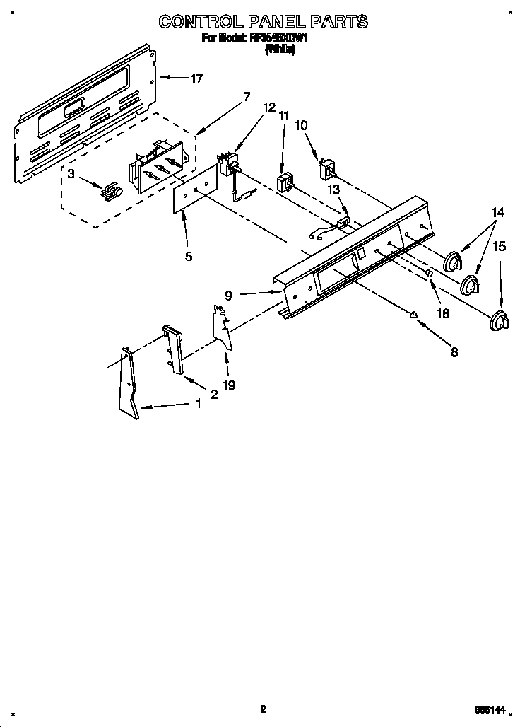 Whirlpool RF354BXDW1 control panel diagram