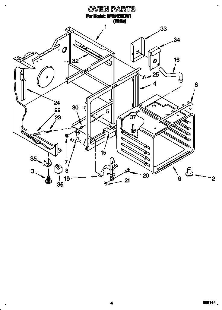 Whirlpool RF354BXDW1 oven diagram