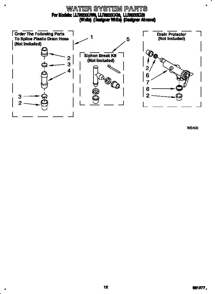 Whirlpool LLR8233DZ0 water system diagram