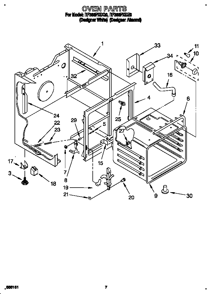 Whirlpool RF366PXDQ0 oven diagram