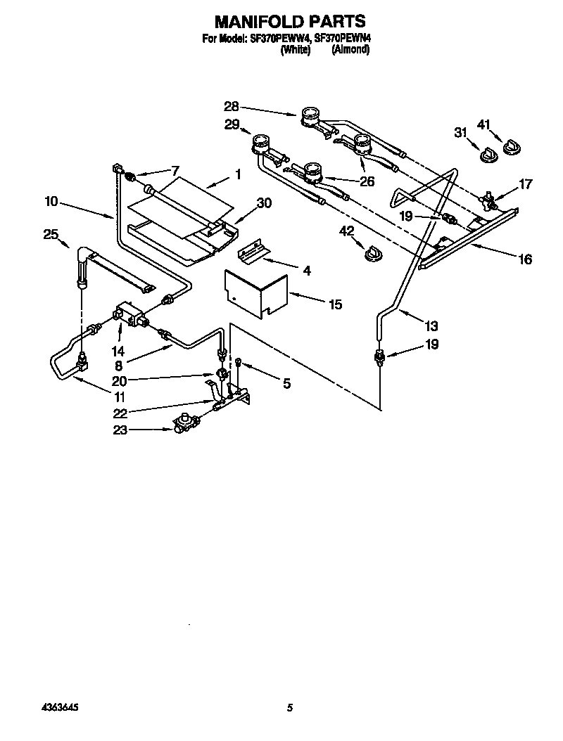 Whirlpool SF370PEWN4 manifold diagram