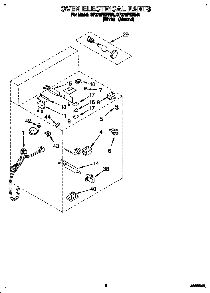 Whirlpool SF370PEWN4 oven electrical diagram