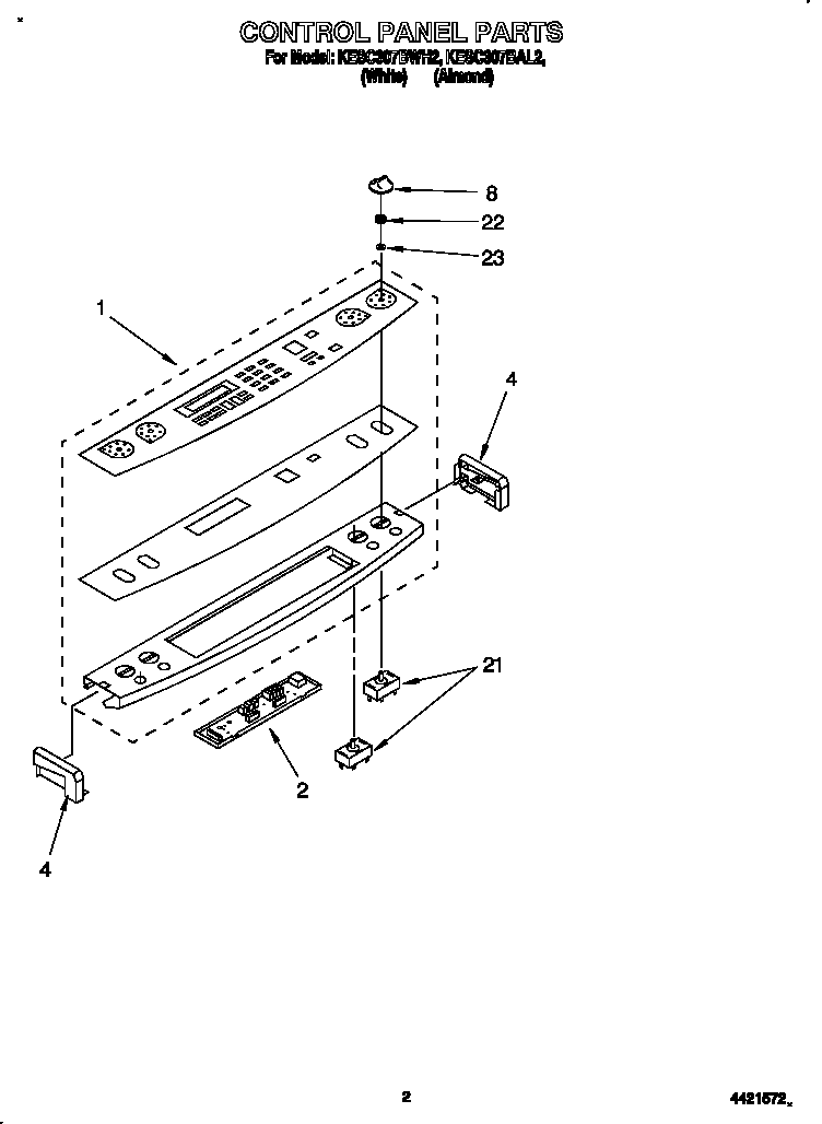 KitchenAid KESC307BAL2 control panel diagram