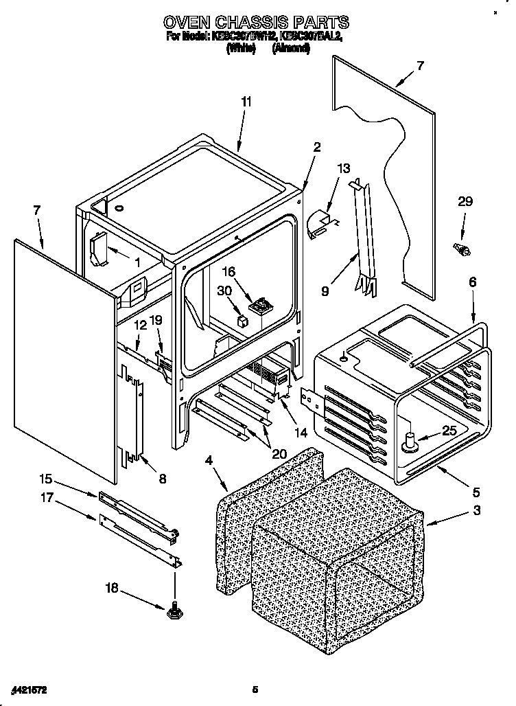 KitchenAid KESC307BAL2 oven chassis diagram