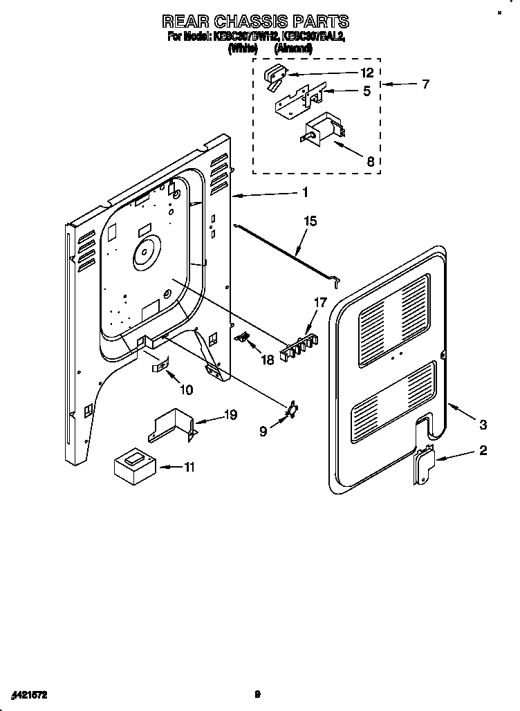 KitchenAid KESC307BAL2 rear chassis diagram