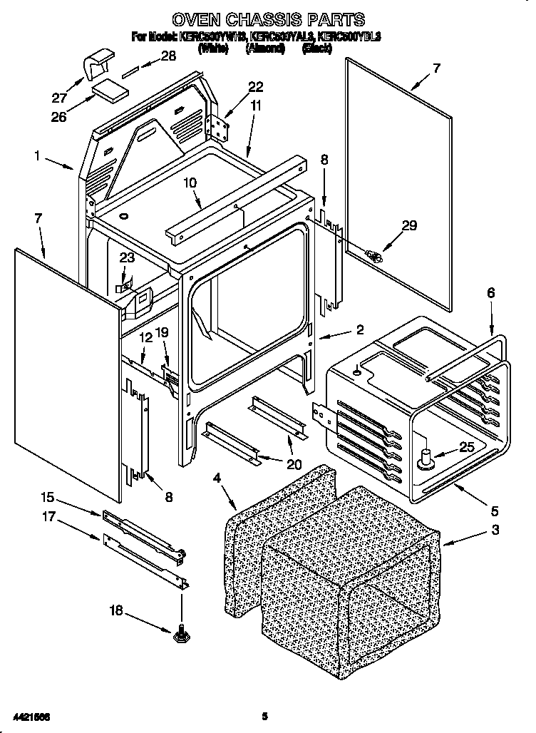 KitchenAid KERC500YBL3 oven chassis diagram