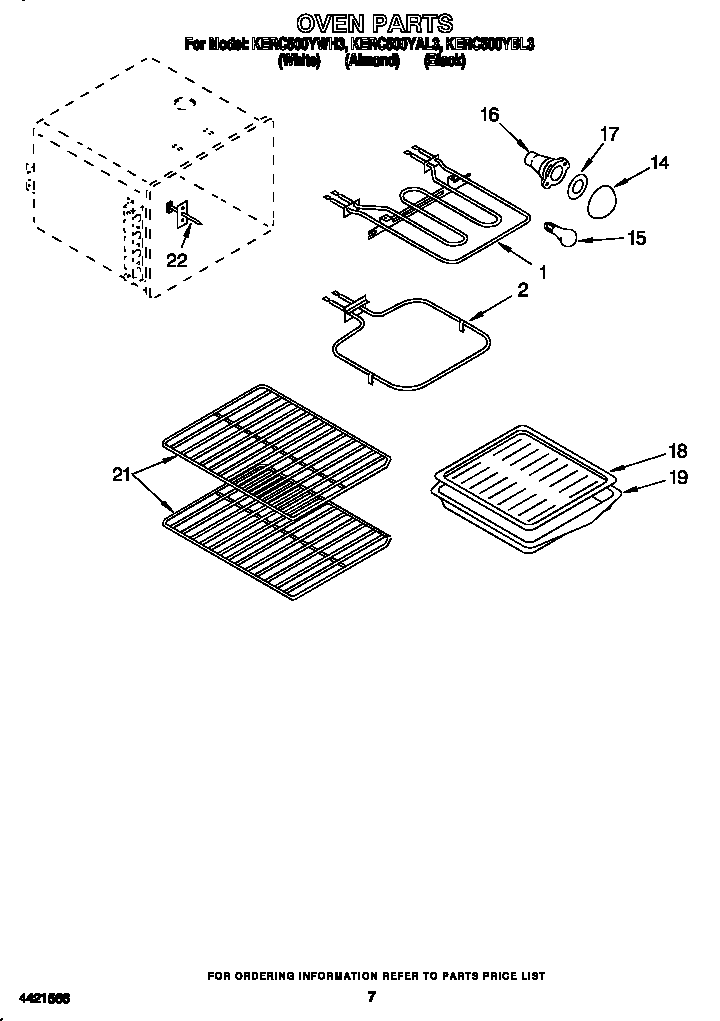 KitchenAid KERC500YBL3 oven diagram