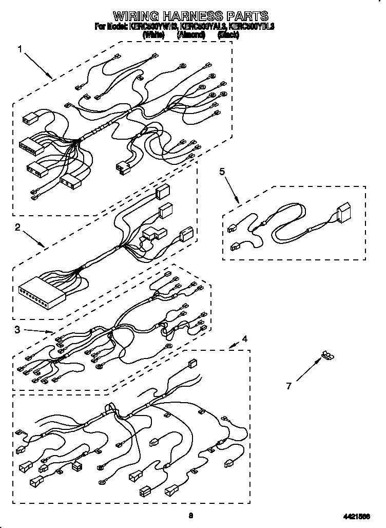 KitchenAid KERC500YBL3 wiring harness diagram