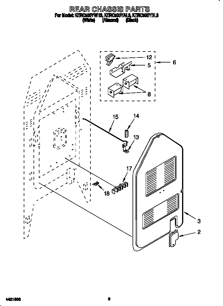 KitchenAid KERC500YBL3 rear chassis diagram