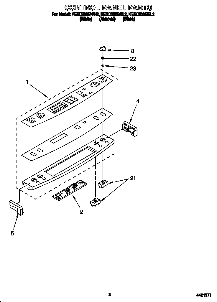 KitchenAid KESC300BBL2 control panel diagram