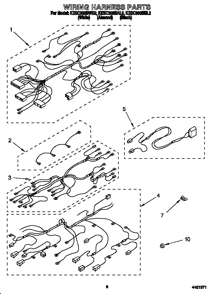 KitchenAid KESC300BBL2 wiring harness diagram