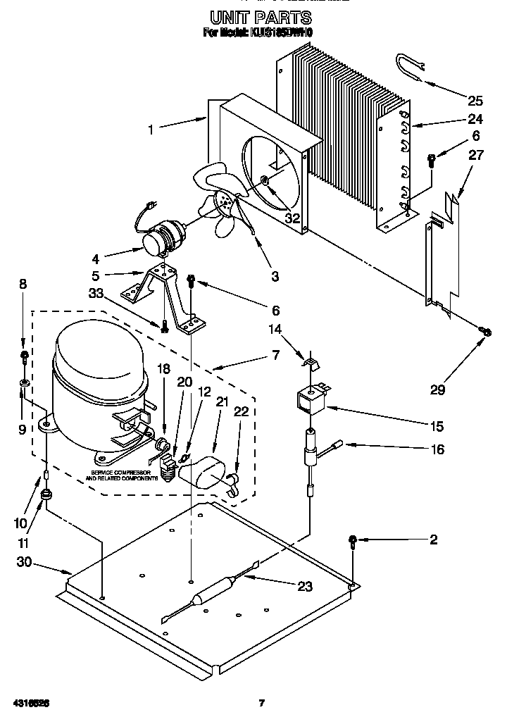 KitchenAid KUIS185DWH0 unit diagram