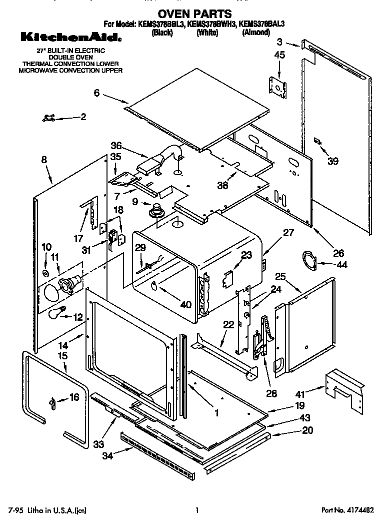 KitchenAid KEMS378BWH3 oven diagram