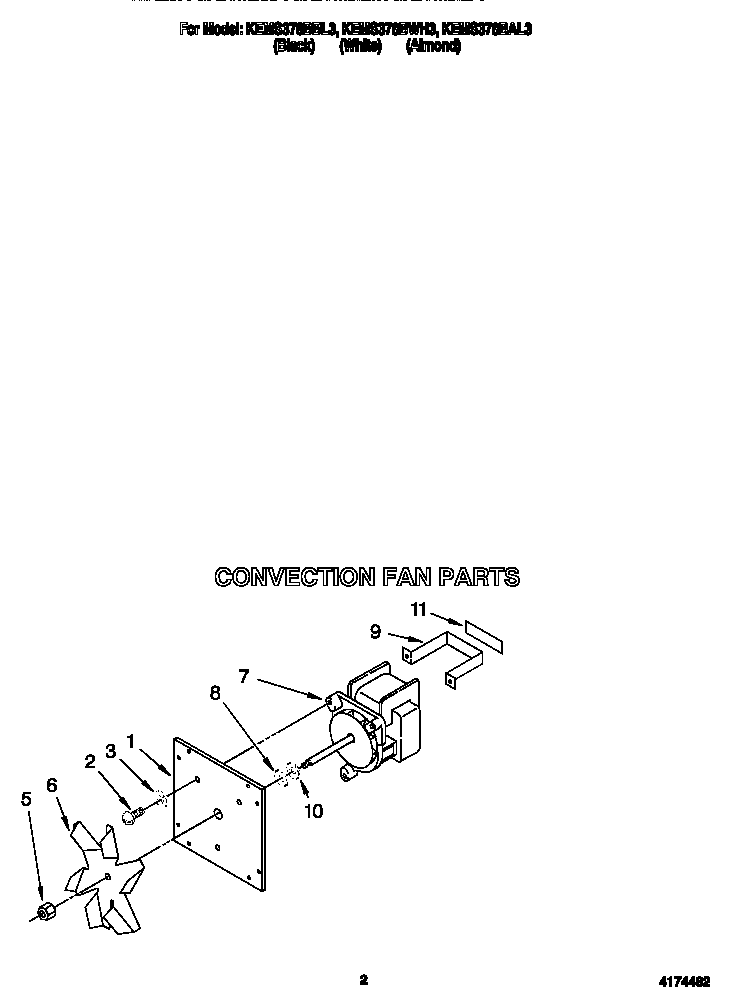 KitchenAid KEMS378BWH3 convection fan diagram