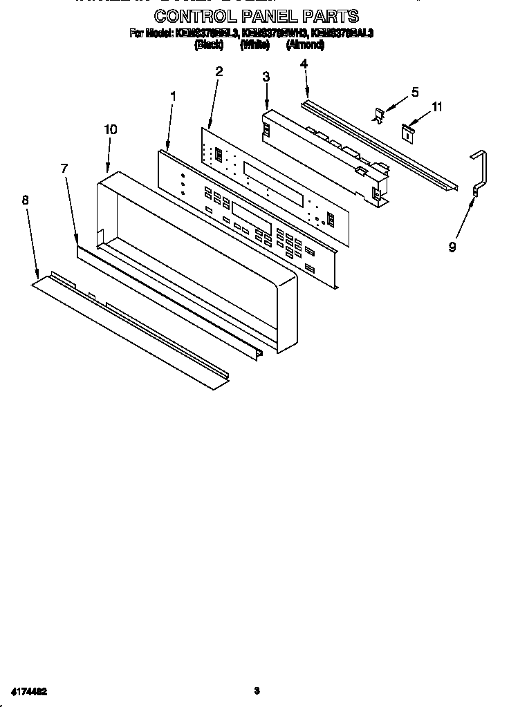 KitchenAid KEMS378BWH3 control panel diagram