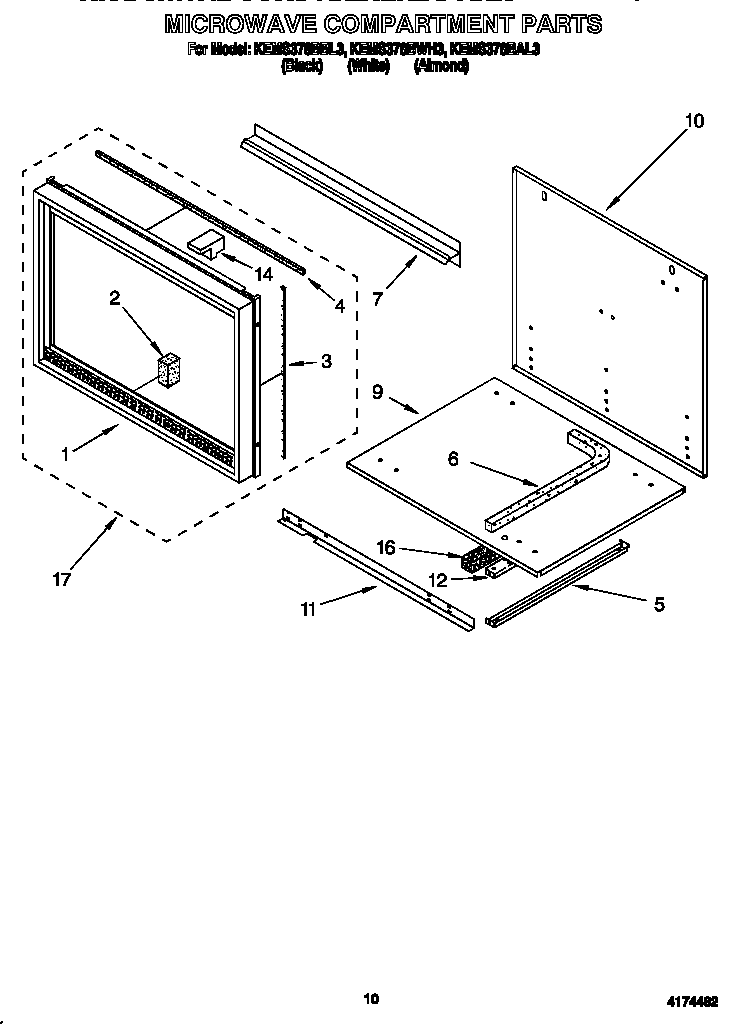 KitchenAid KEMS378BWH3 microwave compartment diagram