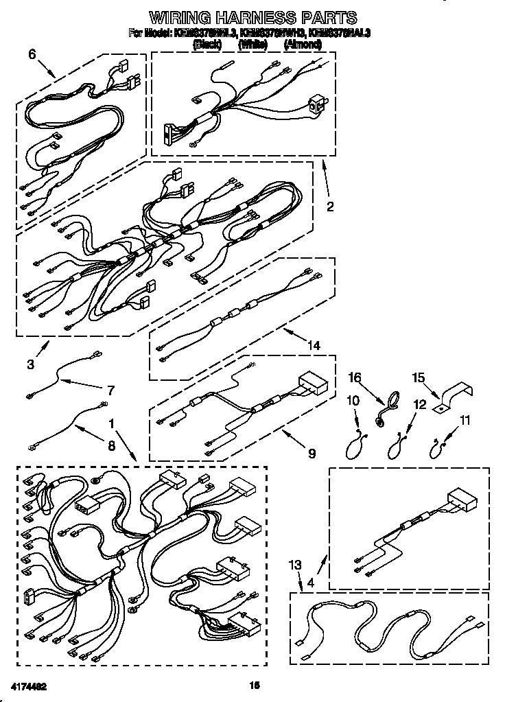 KitchenAid KEMS378BWH3 wiring harness diagram