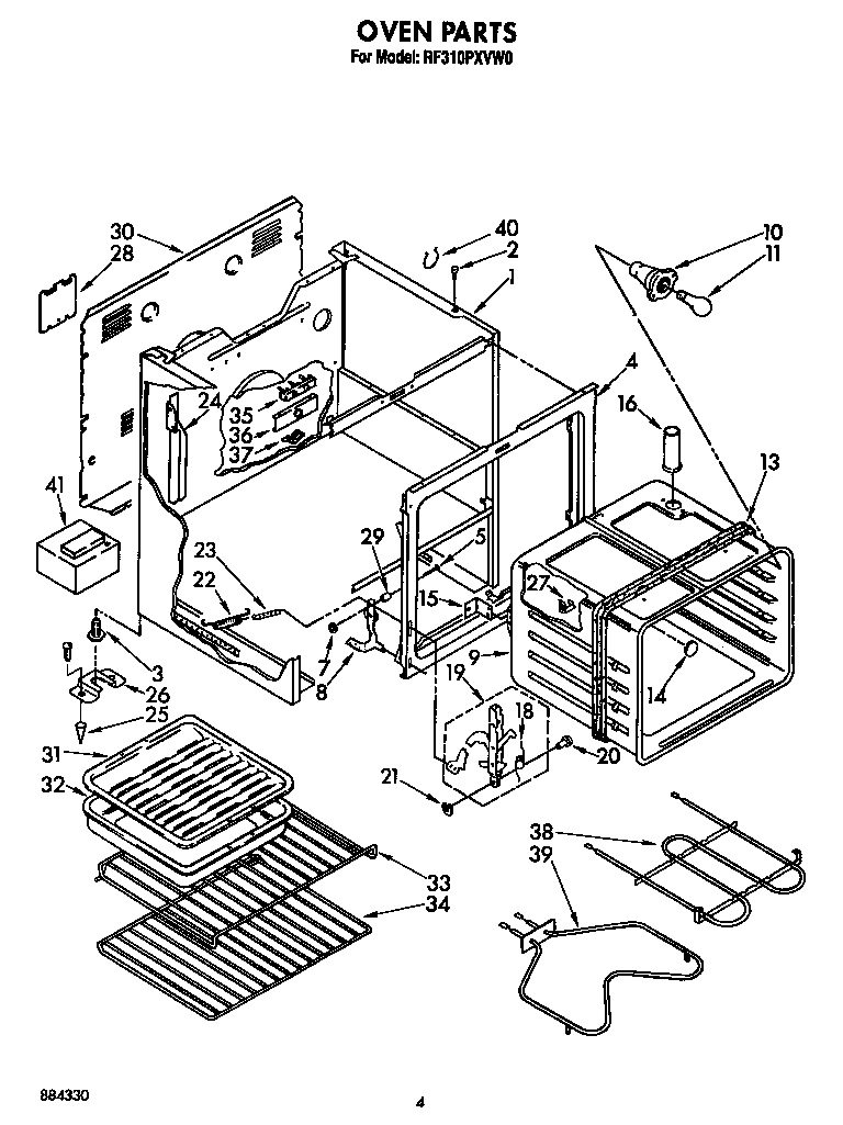 Whirlpool RF310PXVW0 oven diagram