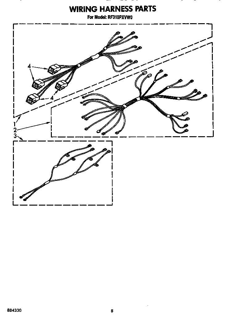Whirlpool RF310PXVW0 wiring harness diagram