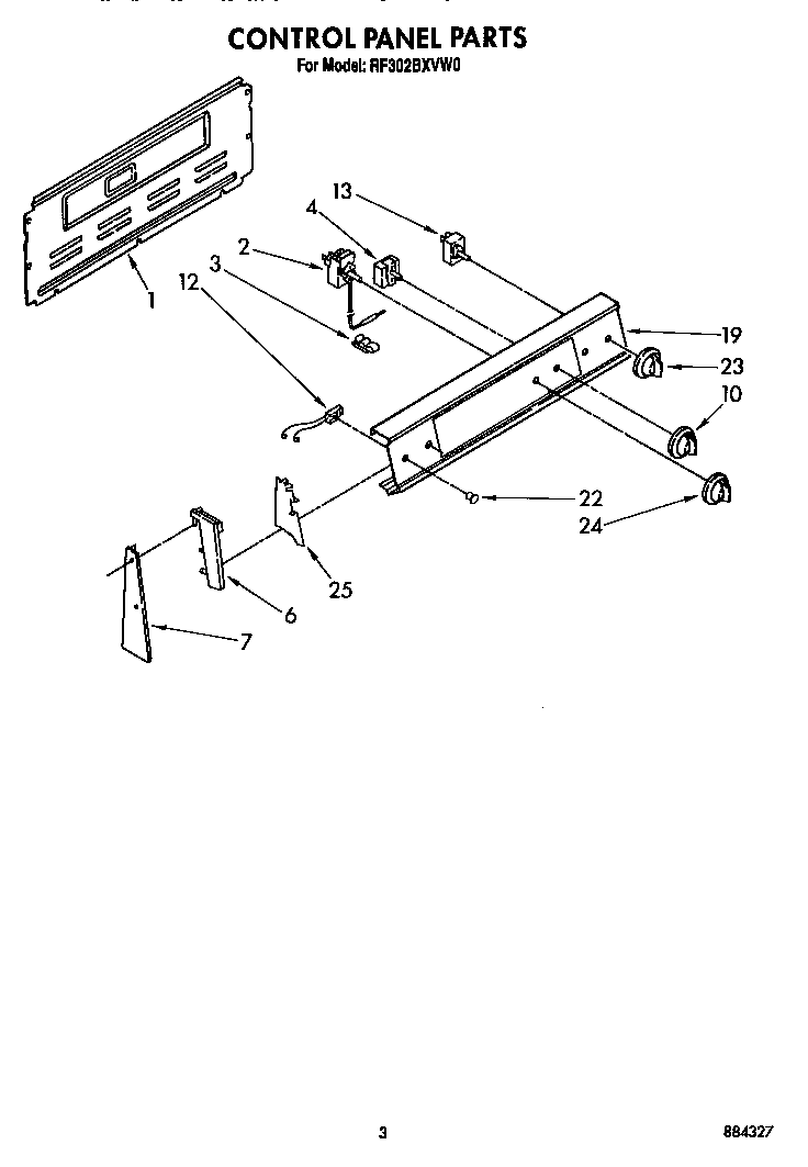 Whirlpool RF302BXVF0 control panel diagram