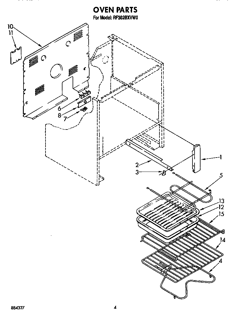 Whirlpool RF302BXVF0 oven diagram