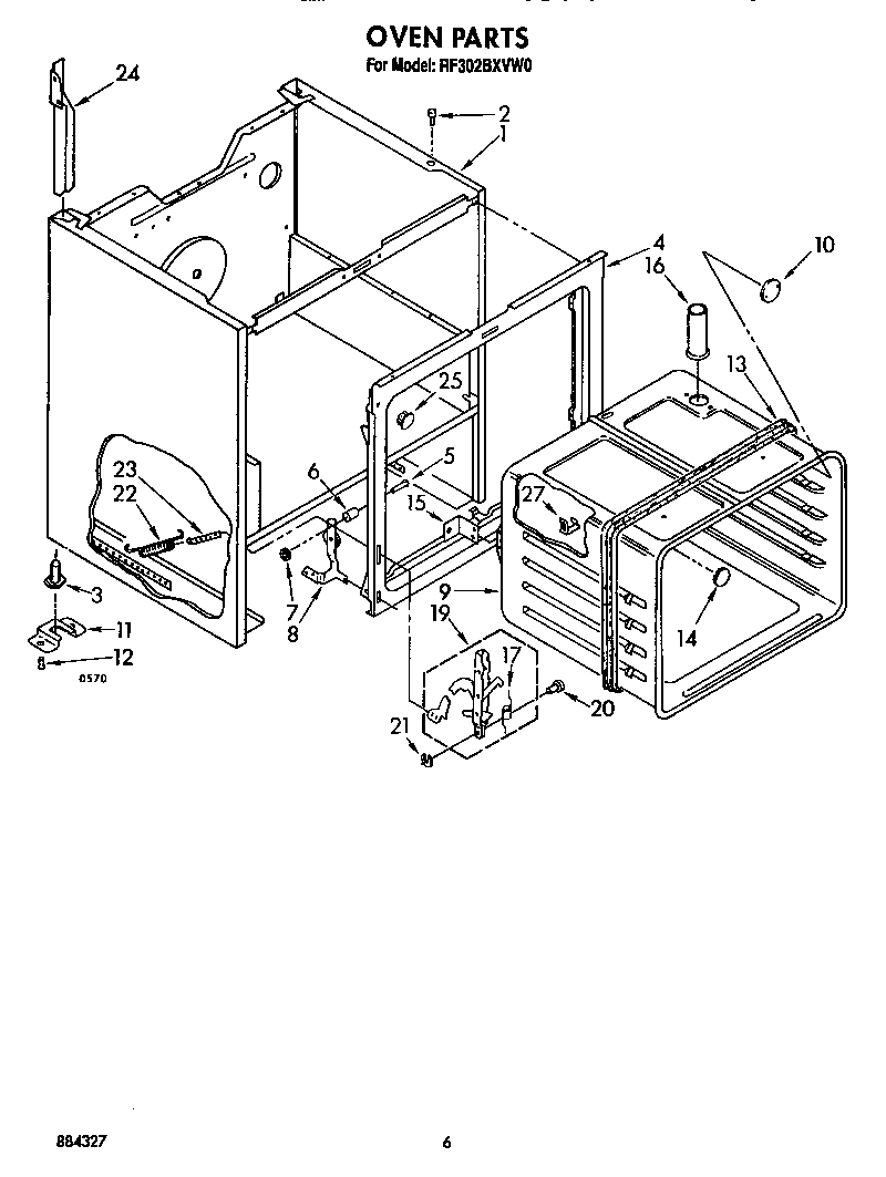 Whirlpool RF302BXVF0 oven diagram