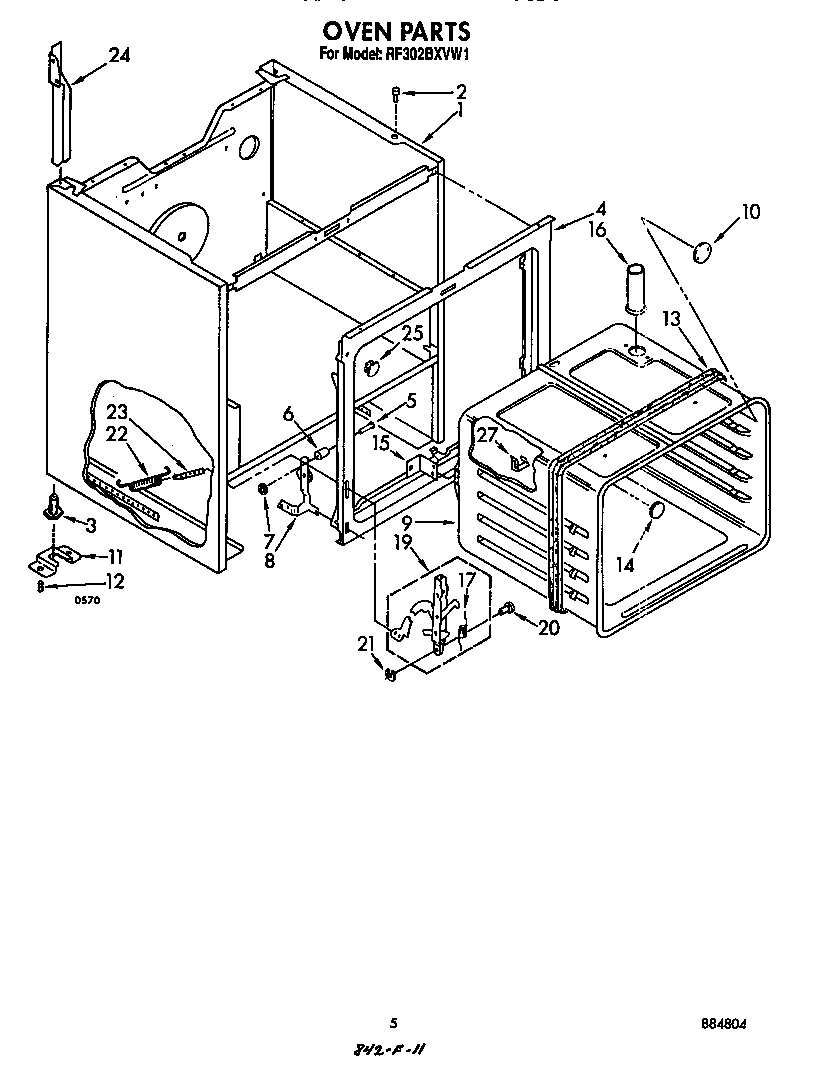 Whirlpool RF302BXVW1 oven diagram