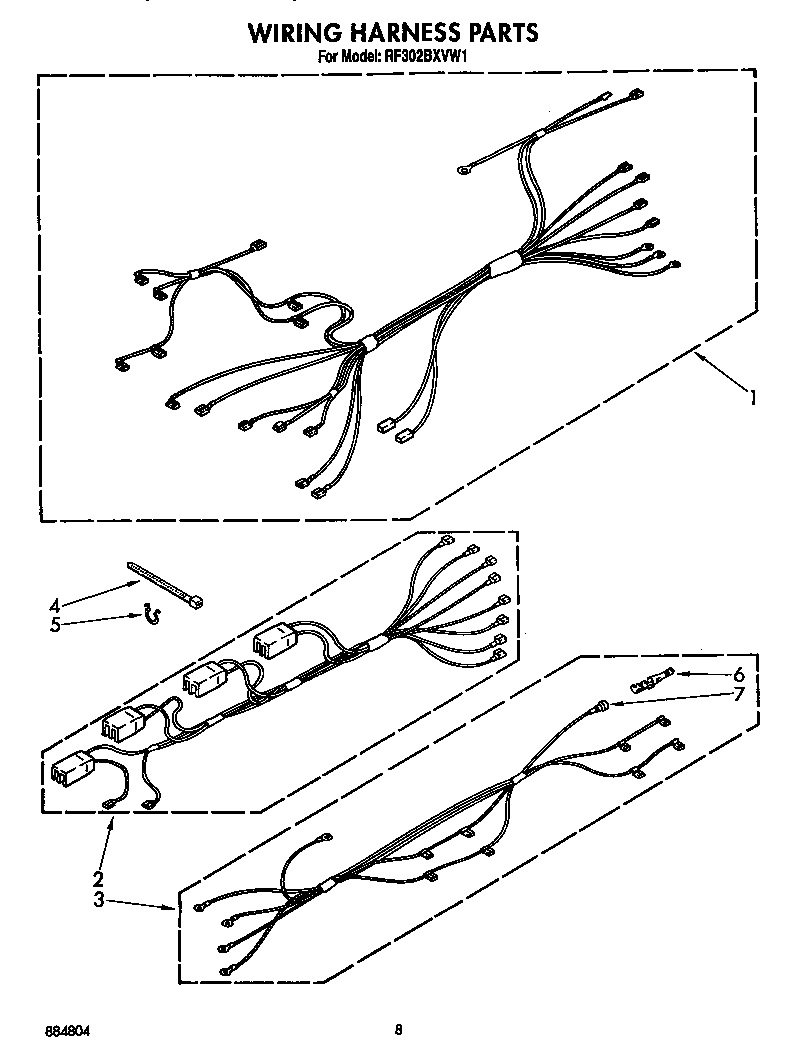 Whirlpool RF302BXVW1 wiring harness diagram