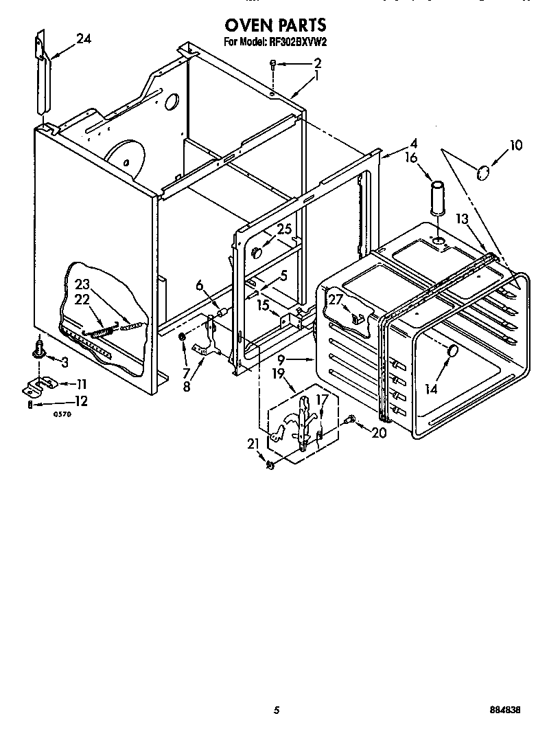 Whirlpool RF302BXVW2 oven diagram