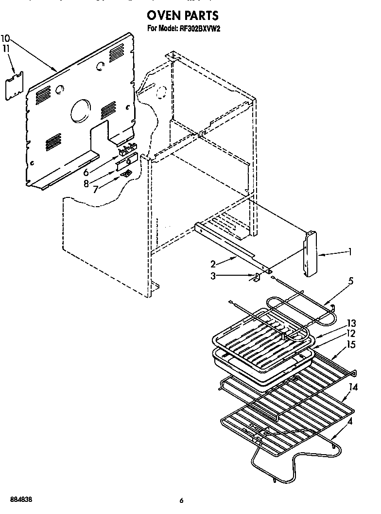 Whirlpool RF302BXVW2 oven diagram
