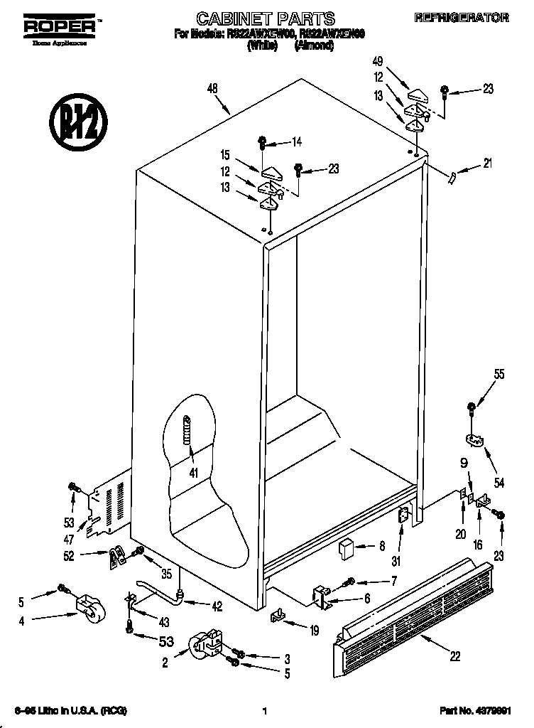 Roper RS22AWXEN00 cabinet diagram