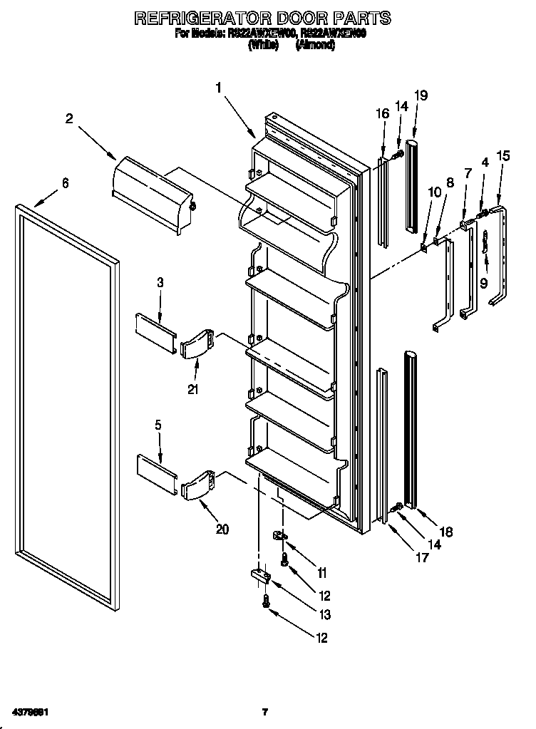 Roper RS22AWXEN00 refrigerator door diagram