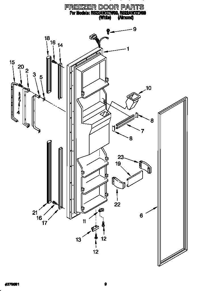 Roper RS22AWXEN00 freezer door diagram