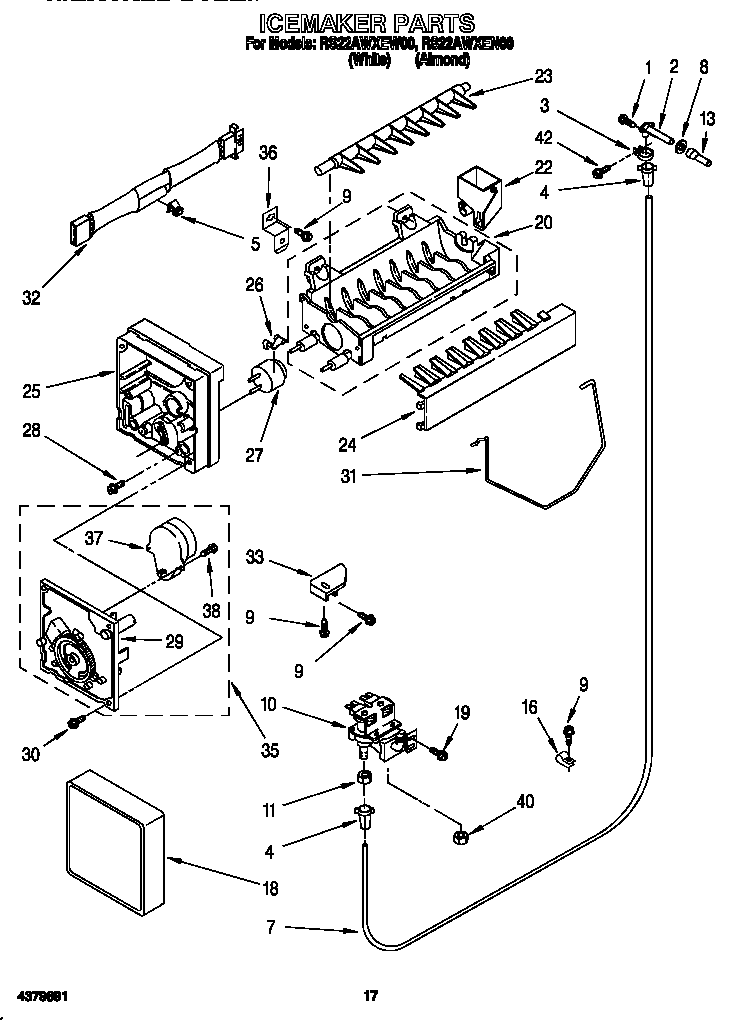 Roper RS22AWXEN00 icemaker diagram