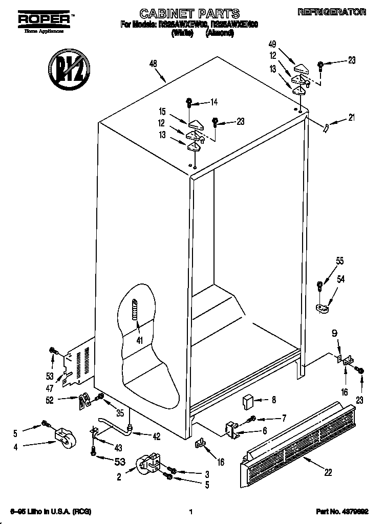 Roper RS25AWXEN00 cabinet diagram
