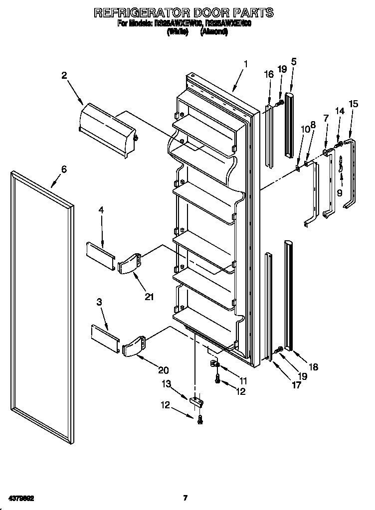 Roper RS25AWXEN00 refrigerator door diagram