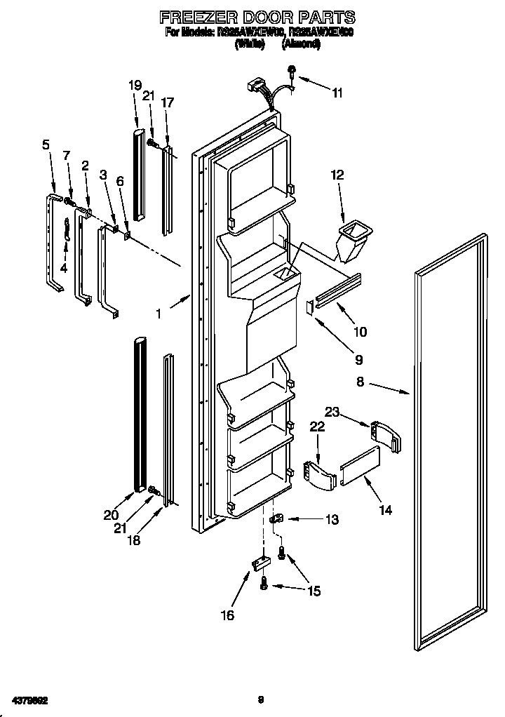 Roper RS25AWXEN00 freezer door diagram