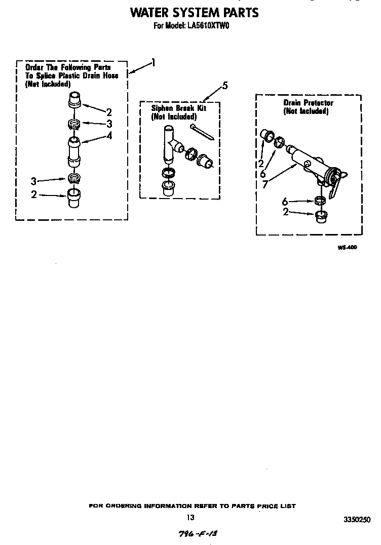 Whirlpool LA5610XTM0 water system diagram