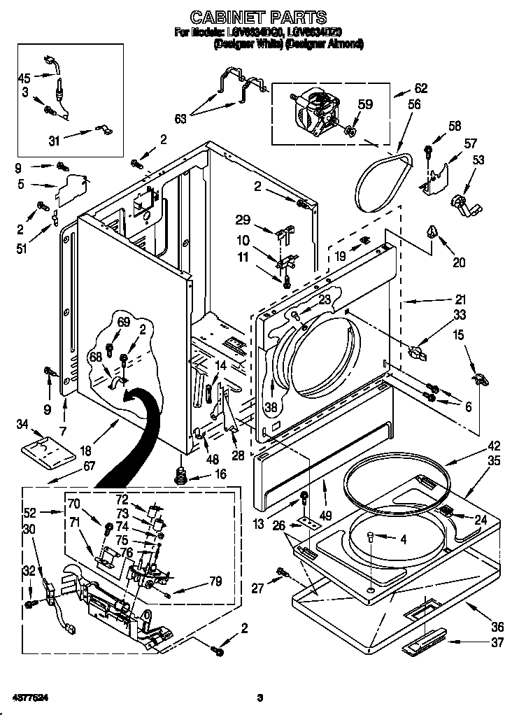 Whirlpool LGV6634DQ0 cabinet diagram